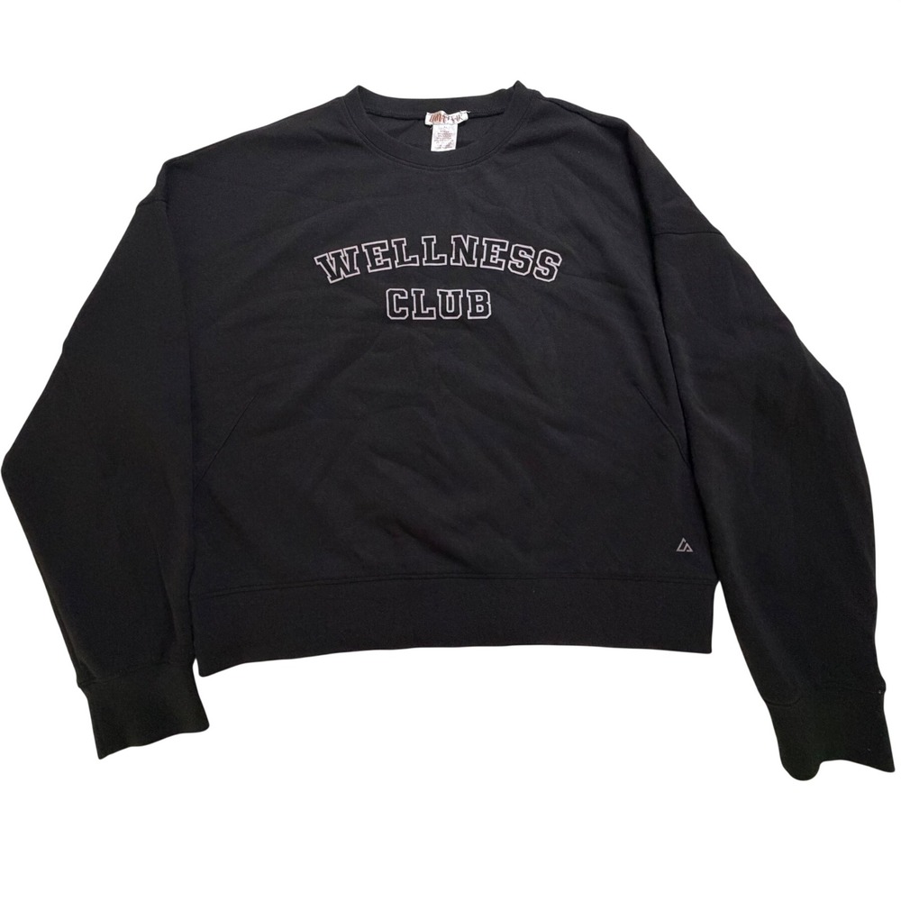 Luna Peak Womens Wellness Club Graphic Sweatshirt Black XL SW-CS0532T